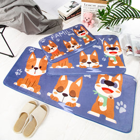 Cartoon Cute Dog Family Pets Patterned Entryway Doormat Runners Rugs Kitchen Bathroom Anti-skip Mats
