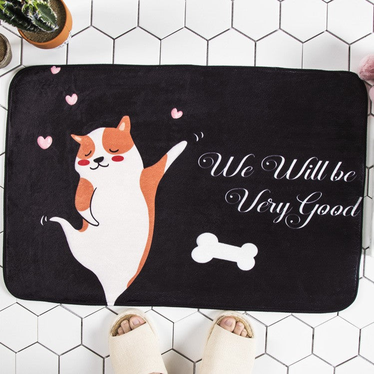 Cartoon Cute Dancing Dog Pets Patterned Entryway Doormat Runners Rugs Kitchen Bathroom Anti-skip Mats