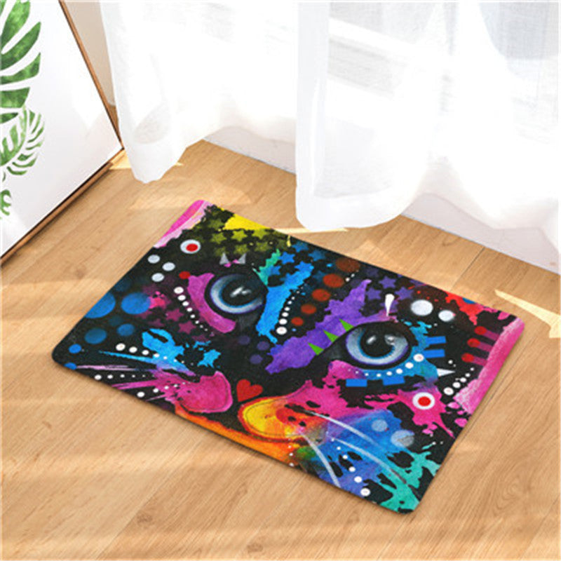 Colour Cat Patterned Entryway Doormat Rugs Kitchen Bathroom Anti-slip Mats 08