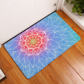 Blue Red Geometric Flower Printed Patterned Entryway Doormat Rugs Kitchen Bathroom Anti-slip Mats