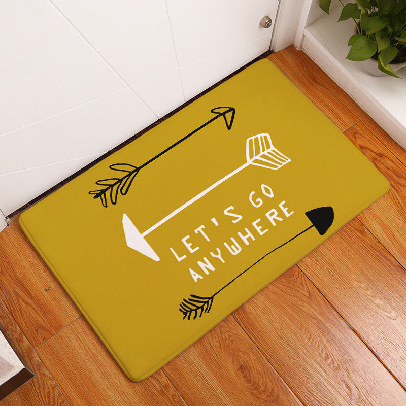 Arrow Patterned Yellow Entryway Doormat Rugs Kitchen Bathroom Anti-slip Mats