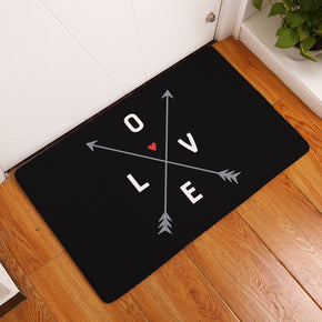 Black Pointer Arrow LOVE Patterned Entryway Doormat Rugs Kitchen Bathroom Anti-slip Mats