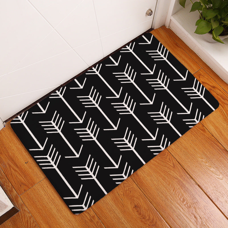 White Arrows Patterned Black Entryway Doormat Rugs Kitchen Bathroom Anti-slip Mats