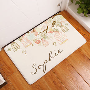 Bird Cage Under The Branches Pattern Entryway Doormat Rugs Kitchen Bathroom Anti-slip Mats
