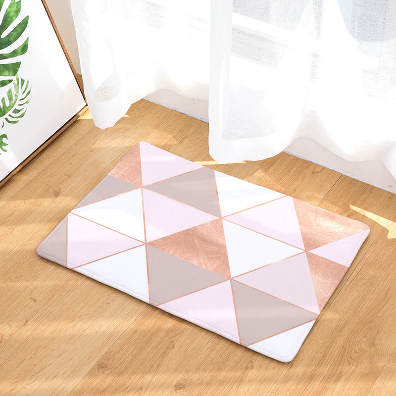 Warm Colour Geometry Pattern Entryway Doormat Rugs Kitchen Bathroom Anti-slip Mats
