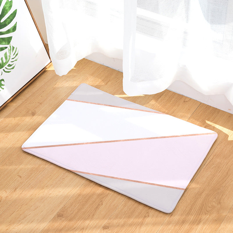 Warm Colour Marble Geometry Pattern Entryway Doormat Rugs Kitchen Bathroom Anti-slip Mats
