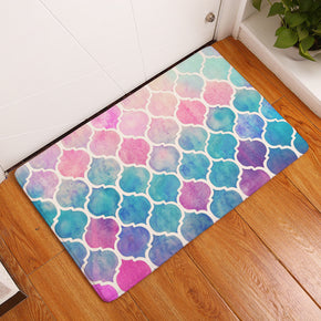 Blue Red Gradient Lantern Shape Geometric Pattern Entryway Doormat Rugs Kitchen Bathroom Anti-slip Mats