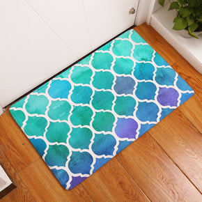 Blue Green Gradient Lantern Shaped Geometric Pattern Entryway Doormat Rugs Kitchen Bathroom Anti-slip Mats