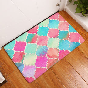 Red Green Lantern Shaped Geometric Pattern Entryway Doormat Rugs Kitchen Bathroom Anti-slip Mats