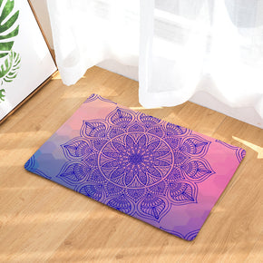 Purple Traditional Geometric Printed Pattern Entryway Doormat Rugs Kitchen Bathroom Anti-slip Mats