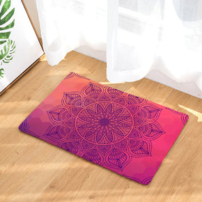 Dark Pink Traditional Geometric Printed Pattern Entryway Doormat Rugs Kitchen Bathroom Anti-slip Mats