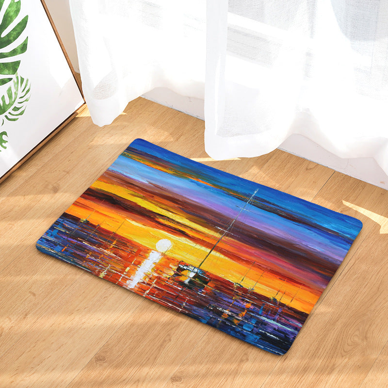 Landscape Oil Painting Patterned Entryway Doormat Rugs Kitchen Bathroom Anti-slip Mats 03