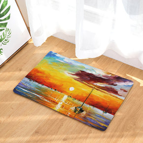 Landscape Oil Painting Patterned Entryway Doormat Rugs Kitchen Bathroom Anti-slip Mats 04