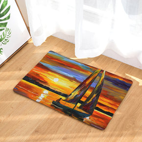 Landscape Oil Painting Patterned Entryway Doormat Rugs Kitchen Bathroom Anti-slip Mats 09