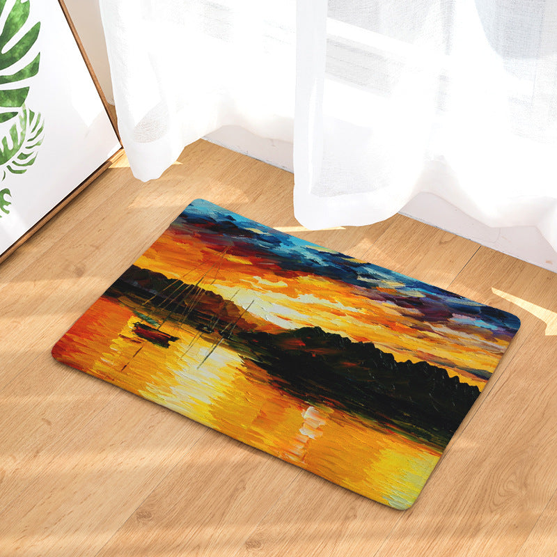 Landscape Oil Painting Patterned Entryway Doormat Rugs Kitchen Bathroom Anti-slip Mats 10