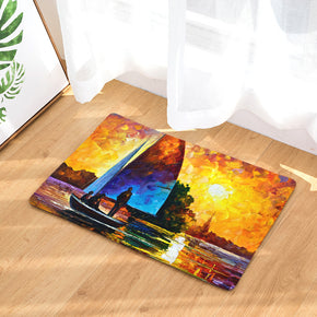 Landscape Oil Painting Patterned Entryway Doormat Rugs Kitchen Bathroom Anti-slip Mats 13