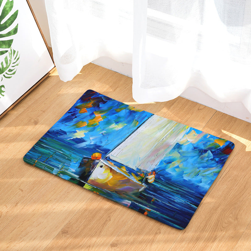 Landscape Oil Painting Patterned Entryway Doormat Rugs Kitchen Bathroom Anti-slip Mats 14
