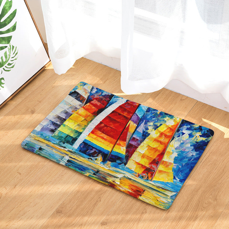 Landscape Oil Painting Patterned Entryway Doormat Rugs Kitchen Bathroom Anti-slip Mats 15