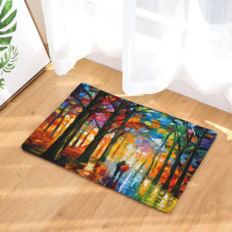 Oil Painting Patterned Entryway Doormat Rugs Kitchen Bathroom Anti-slip Mats 02