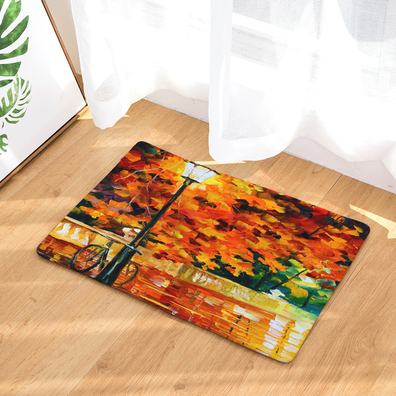 Oil Painting Patterned Entryway Doormat Rugs Kitchen Bathroom Anti-slip Mats 04