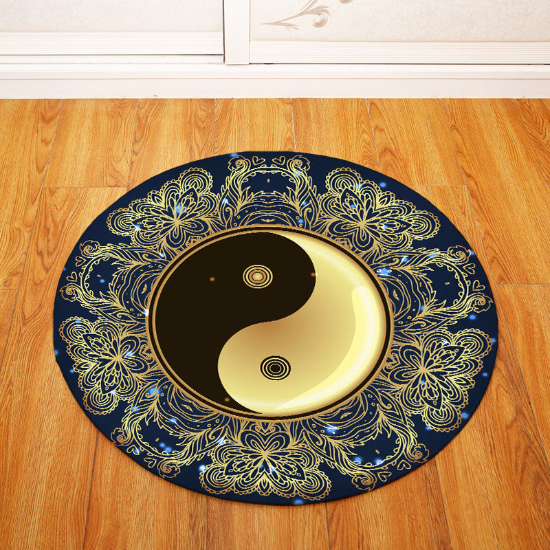Tai Chi Patterned Round Entryway Doormat Rugs Kitchen Bathroom Anti-slip Mats