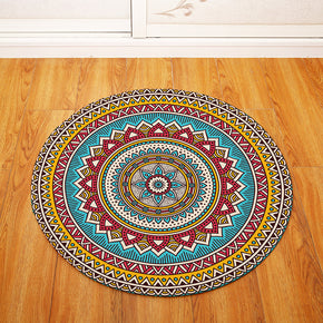 Traditional Vintage Geometric Printing Patterned Round Entryway Doormat Rugs Kitchen Bathroom Anti-slip Mats 01