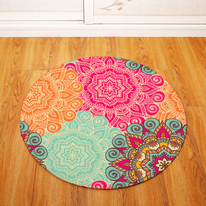Traditional Vintage Geometric Printing Patterned Round Entryway Doormat Rugs Kitchen Bathroom Anti-slip Mats 04