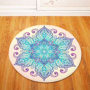 Traditional Vintage Geometric Printing Patterned Round Entryway Doormat Rugs Kitchen Bathroom Anti-slip Mats 06