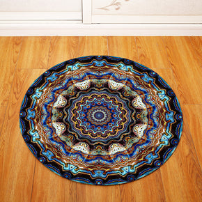 Traditional Vintage Geometric Printing Patterned Round Entryway Doormat Rugs Kitchen Bathroom Anti-slip Mats 15