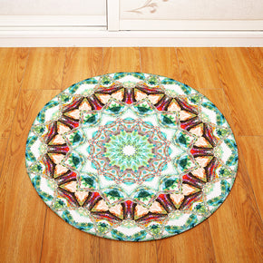 Traditional Vintage Geometric Printing Patterned Round Entryway Doormat Rugs Kitchen Bathroom Anti-slip Mats 19
