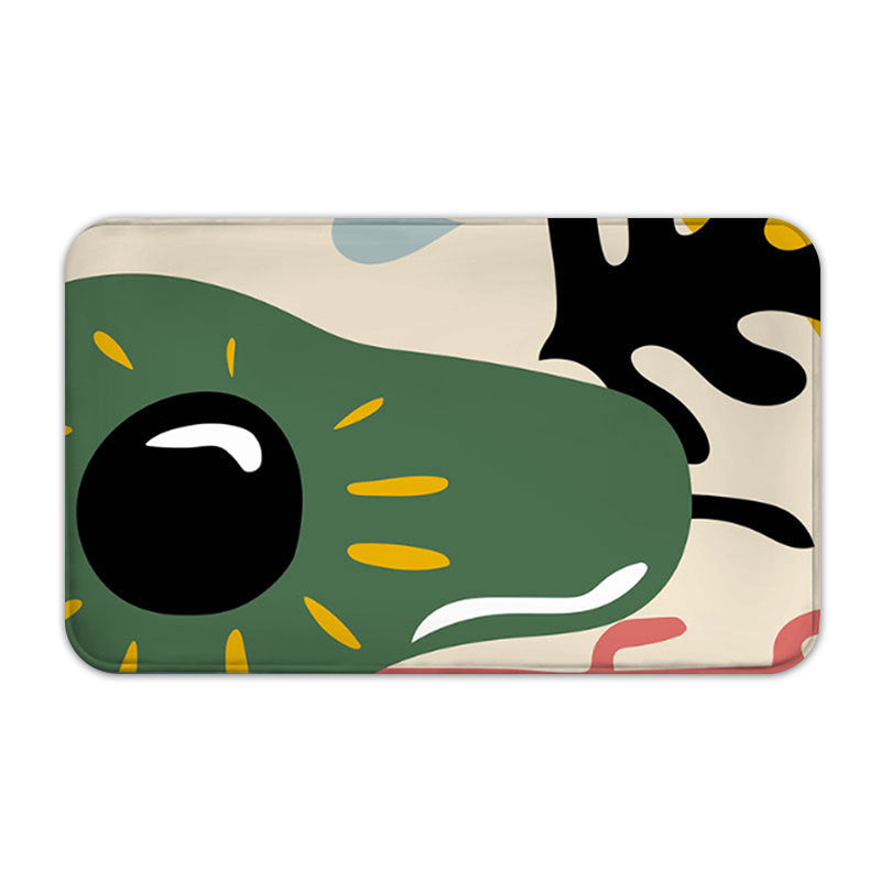 Green Animal Flannel Striped Simplicity  Patterned Entryway Doormat Rugs Kitchen Bathroom Anti-slip Mats