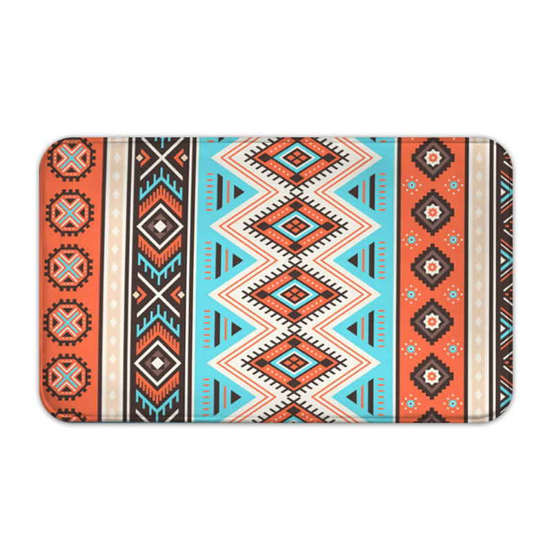 Moroccan Orange Simplicity Flannel Striped Patterned Entryway Doormat Rugs Kitchen Bathroom Anti-slip Mats