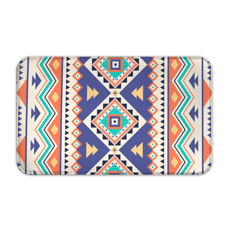 Moroccan Blue Simplicity Flannel Striped Patterned Entryway Doormat Rugs Kitchen Bathroom Anti-slip Mats