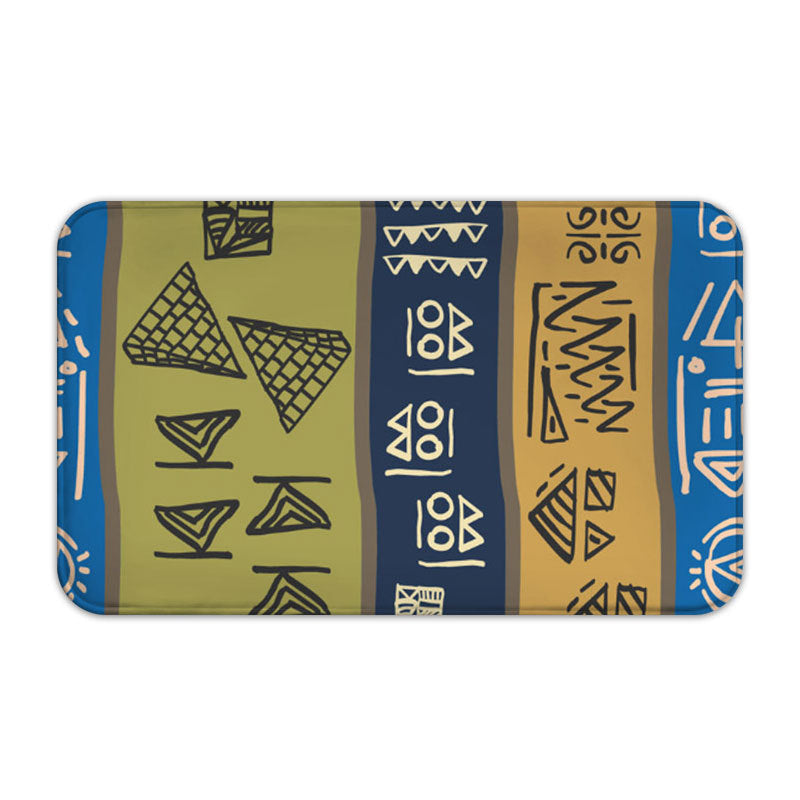 Green Blue Moroccan Simplicity Flannel Striped Patterned Entryway Doormat Rugs Kitchen Bathroom Anti-slip Mats