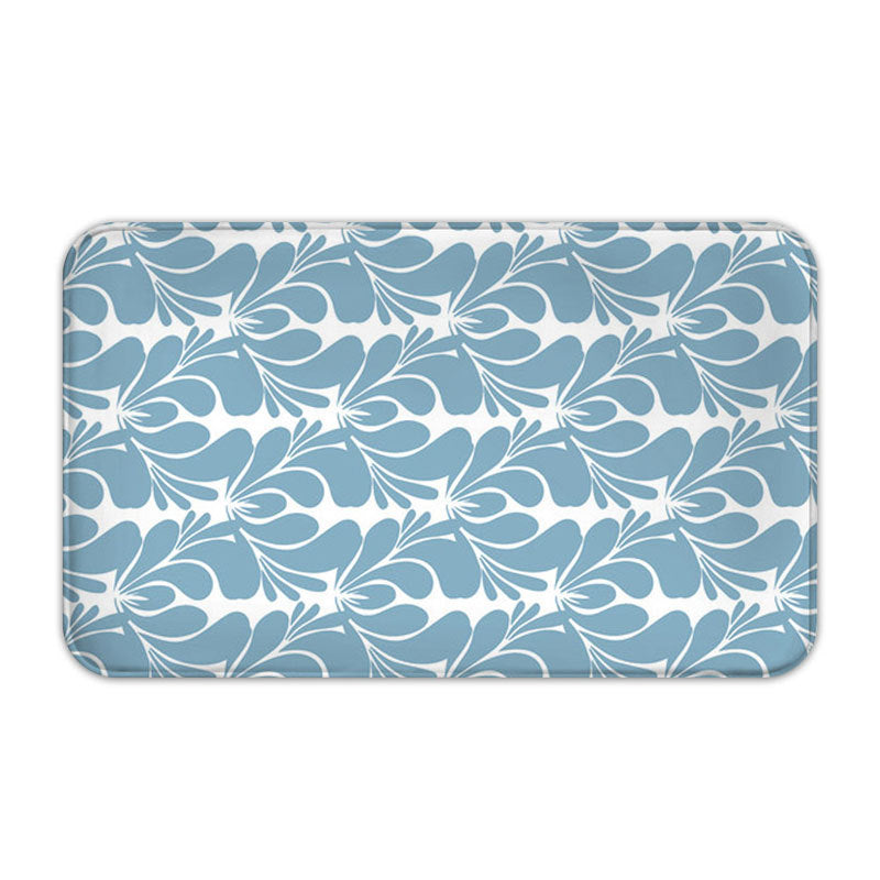 Blue Patterned Simplicity Flannel Striped Moroccan Entryway Doormat Rugs Kitchen Bathroom Anti-slip Mats
