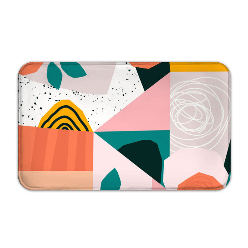Modern Orange Pink Striped Patterned Simplicity Flannel Moroccan Entryway Doormat Rugs Kitchen Bathroom Anti-slip Mats