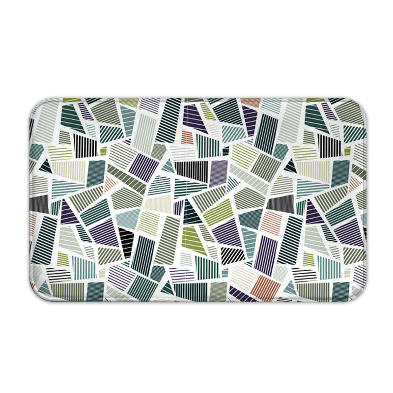 Modern Striped Flannel Geometric Patterned Simplicity Entryway Doormat Rugs Kitchen Bathroom Anti-slip Mats