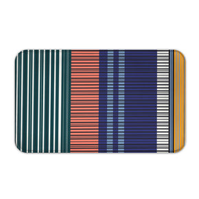 Blue Geometric Striped Modern Flannel Patterned Simplicity Entryway Doormat Rugs Kitchen Bathroom Anti-slip Mats