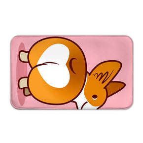 Cartoon Corgi Modern Flannel Patterned Simplicity Entryway Doormat Rugs Kitchen Bathroom Anti-slip Mats