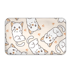 Beige Cat Modern Patterned Cute Cartoon Flannel Animal Simplicity Entryway Doormat Rugs Kitchen Bathroom Anti-slip Mats