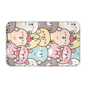 Pink Yellow Rabbit Modern Patterned Cute Cartoon Flannel Animal Simplicity Entryway Doormat Rugs Kitchen Bathroom Anti-slip Mats