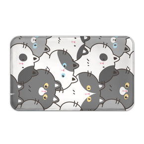 Grey Cat Modern Patterned Cute Cartoon Flannel Animal Simplicity Entryway Doormat Rugs Kitchen Bathroom Anti-slip Mats