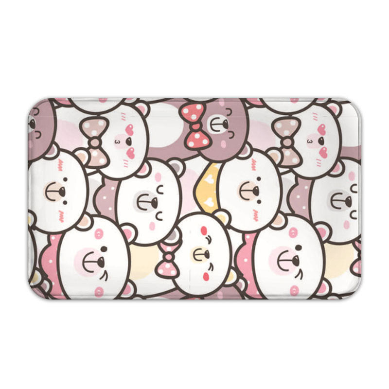 Pink Modern Patterned Cute Cartoon Flannel Animal Simplicity Entryway Doormat Rugs Kitchen Bathroom Anti-slip Mats