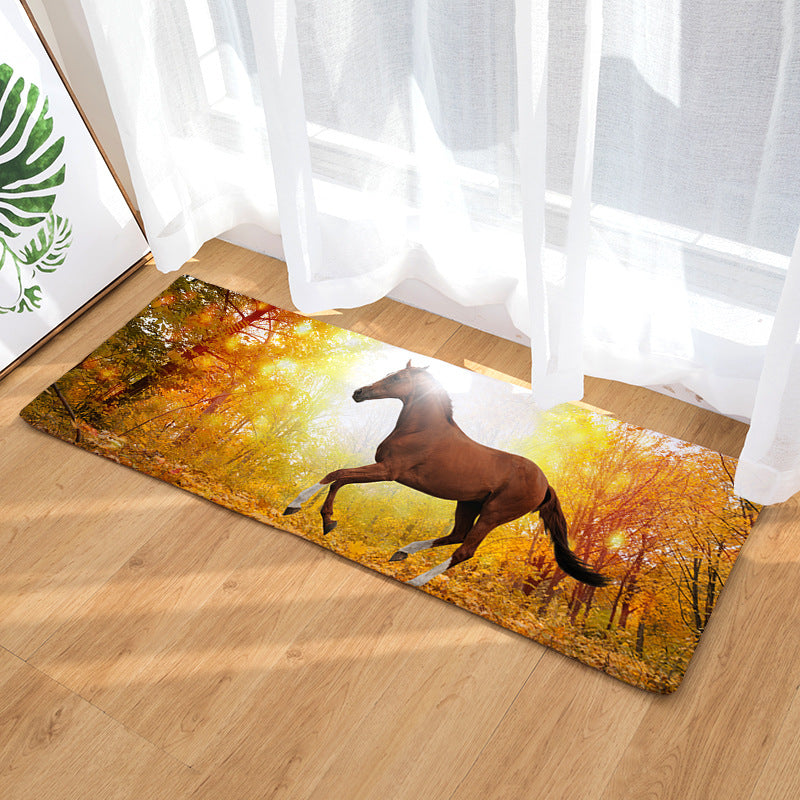 Steed Animal Modern Patterned Flannel Simplicity Entryway Doormat Rugs Kitchen Bathroom Anti-slip Mats