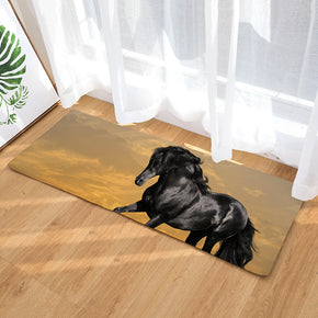 03 Steed Animal Modern Patterned Flannel Simplicity Entryway Doormat Rugs Kitchen Bathroom Anti-slip Mats