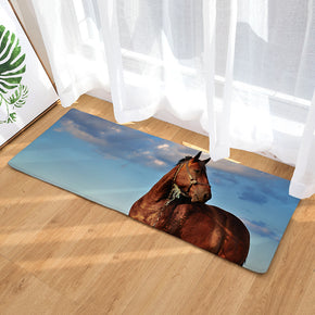 04 Steed Animal Modern Patterned Flannel Simplicity Entryway Doormat Rugs Kitchen Bathroom Anti-slip Mats