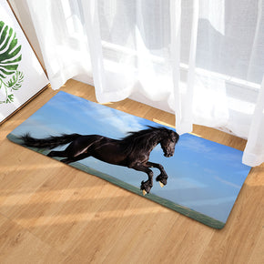 06 Steed Animal Modern Patterned Flannel Simplicity Entryway Doormat Rugs Kitchen Bathroom Anti-slip Mats