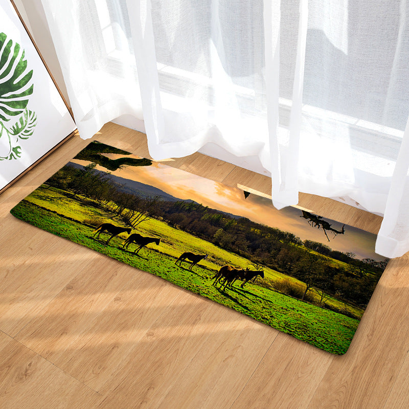 Animal Modern Patterned Flannel Simplicity Entryway Doormat Rugs Kitchen Bathroom Anti-slip Mats
