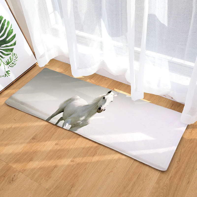 08 Steed Animal Modern Patterned Flannel Simplicity Entryway Doormat Rugs Kitchen Bathroom Anti-slip Mats