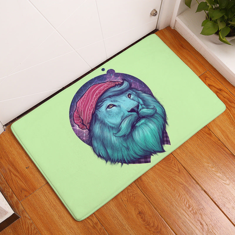 Lovely Green Animal Modern Patterned Flannel Simplicity Entryway Doormat Rugs Kitchen Bathroom Anti-slip Mats